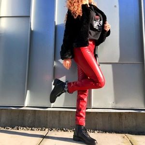 Red leather Zara pants